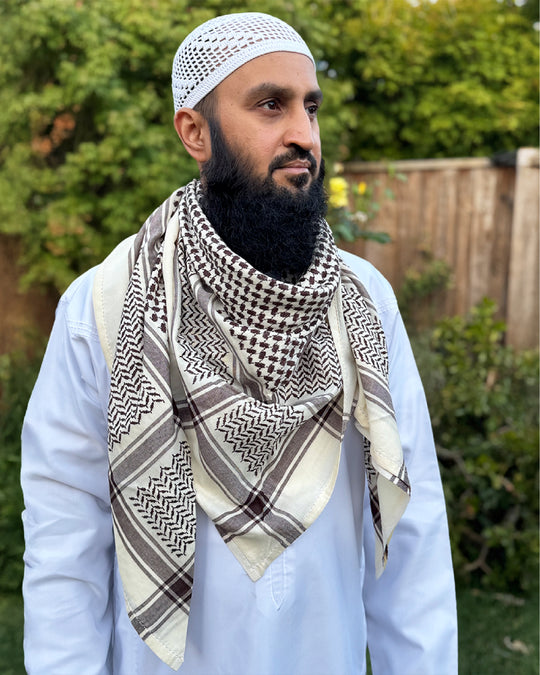 Dark Brown & Cream Keffiyeh Shemagh