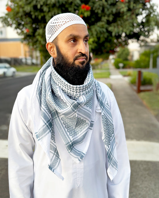 Teal & White Keffiyeh Shemagh