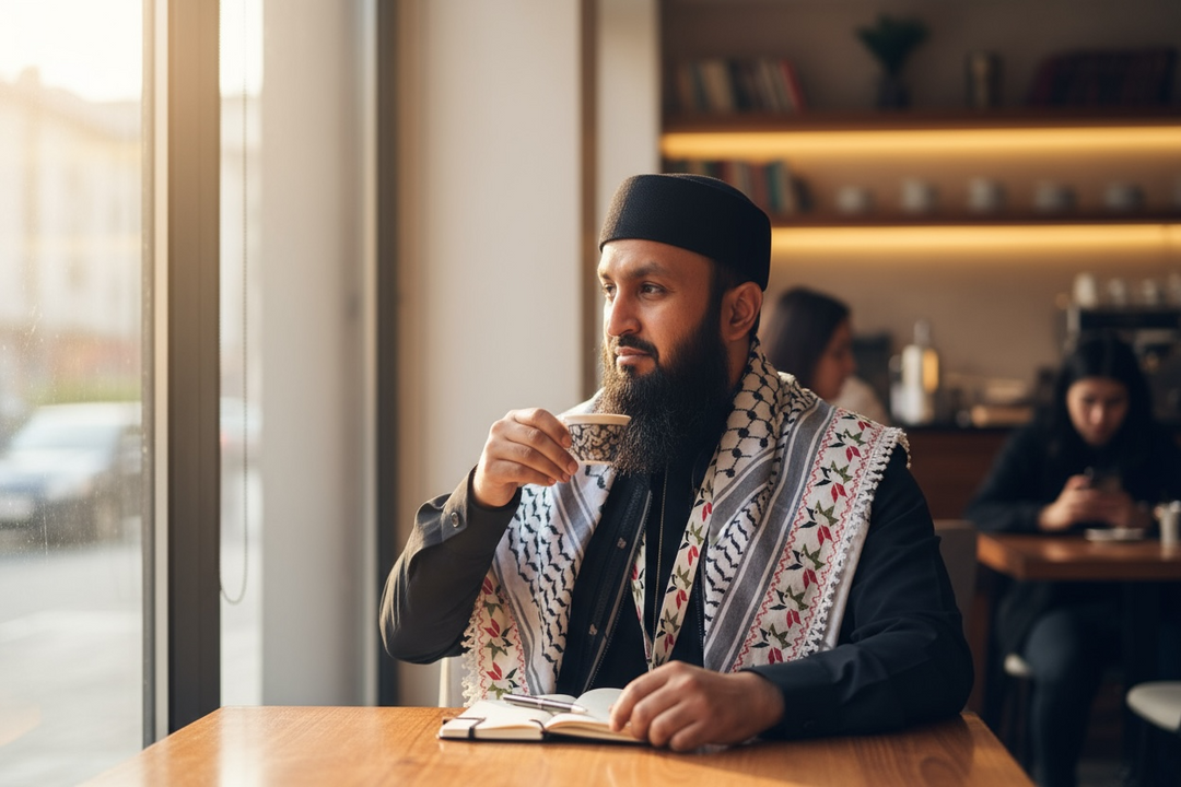 The Olive Blossom Keffiyeh – Embroidered Heritage Edition