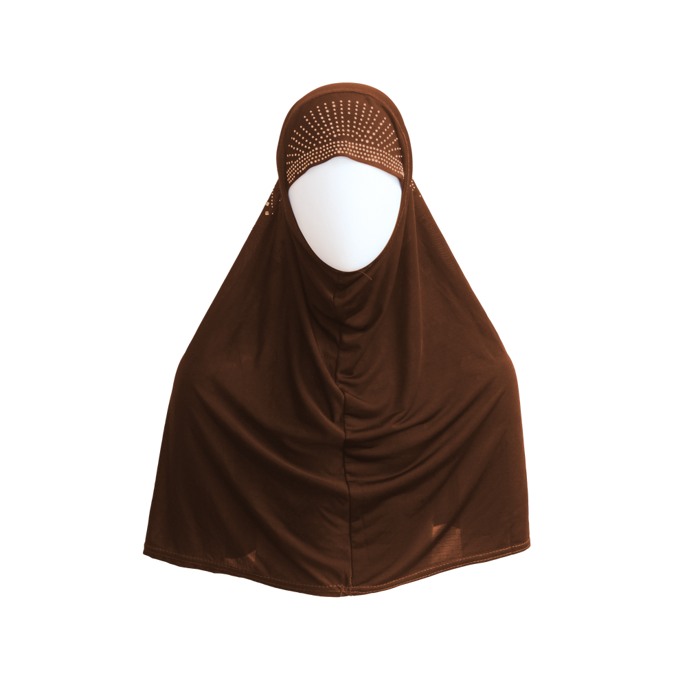STONED (BEADED) dark brown PRAYER HIJABS
