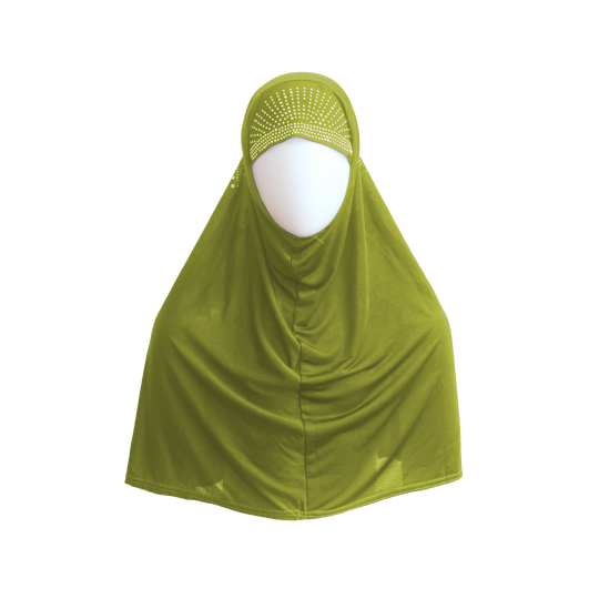 STONED (BEADED) green PRAYER HIJABS