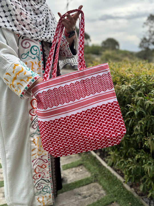 The Red Keffiyeh Tote Handbag – A Tapestry of Craftsmanship and Heritage