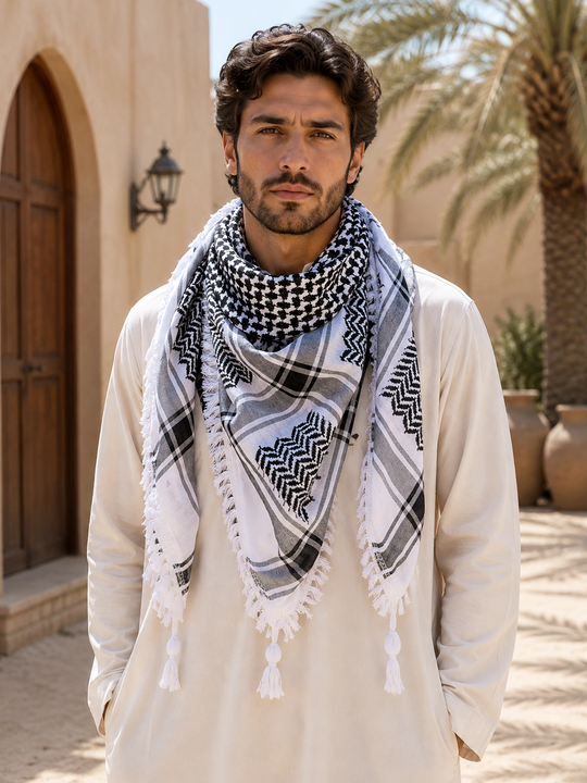 Gaza Keffiyeh with White Tarboosh
