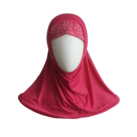 Stones Decorated  Pink Hijab