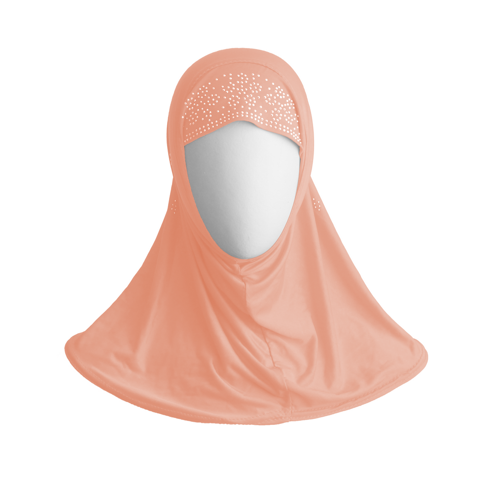 STONES DECORATED LIGHT PEACH HIJAB