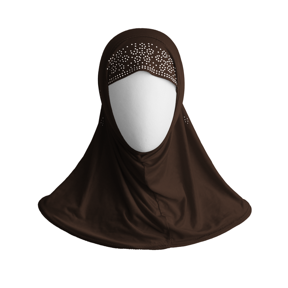 STONES DECORATED dark brown HIJAB