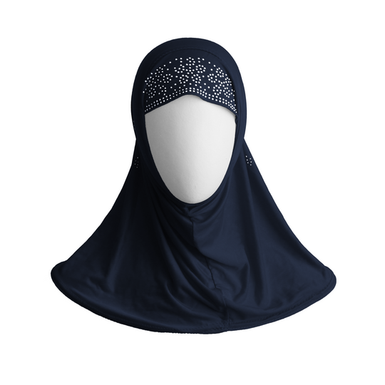 PIERRES DÉCORÉES HIJAB Bleu Foncé