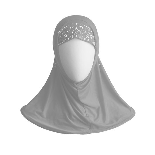 HIJAB gris DÉCORÉ PIERRES