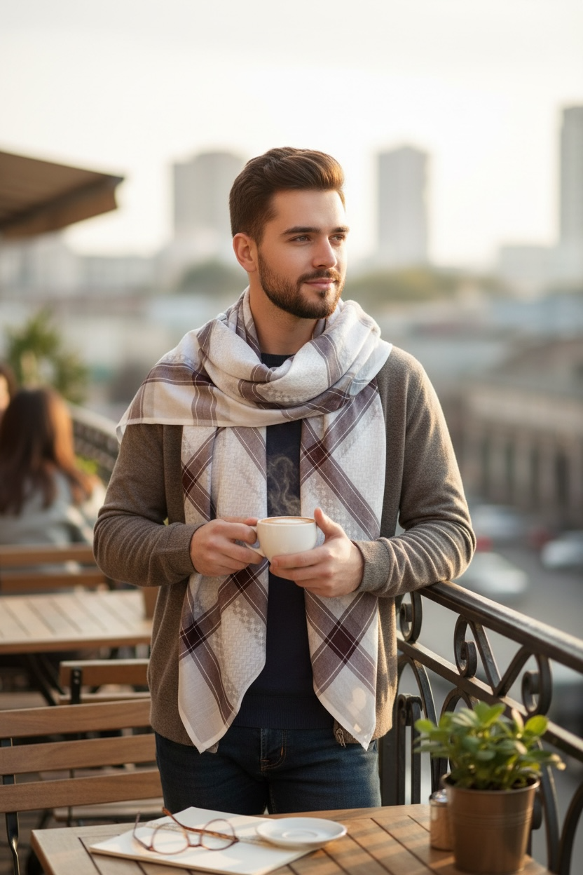 White & Maroon Keffiyeh Shemagh