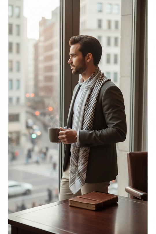 White & Silver Keffiyeh Shemagh