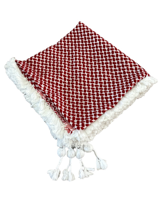 Le Keffiyeh rouge et blanc OG Palestine avec Tarboosh (FAIT MAIN) 