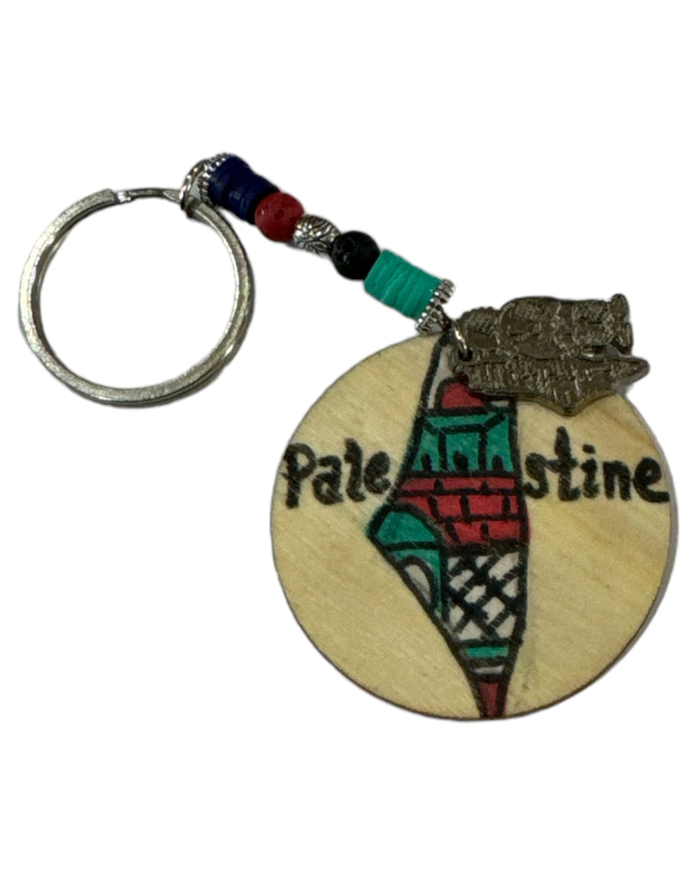 Palestine English - Handcrafted Olive Wood Keychain