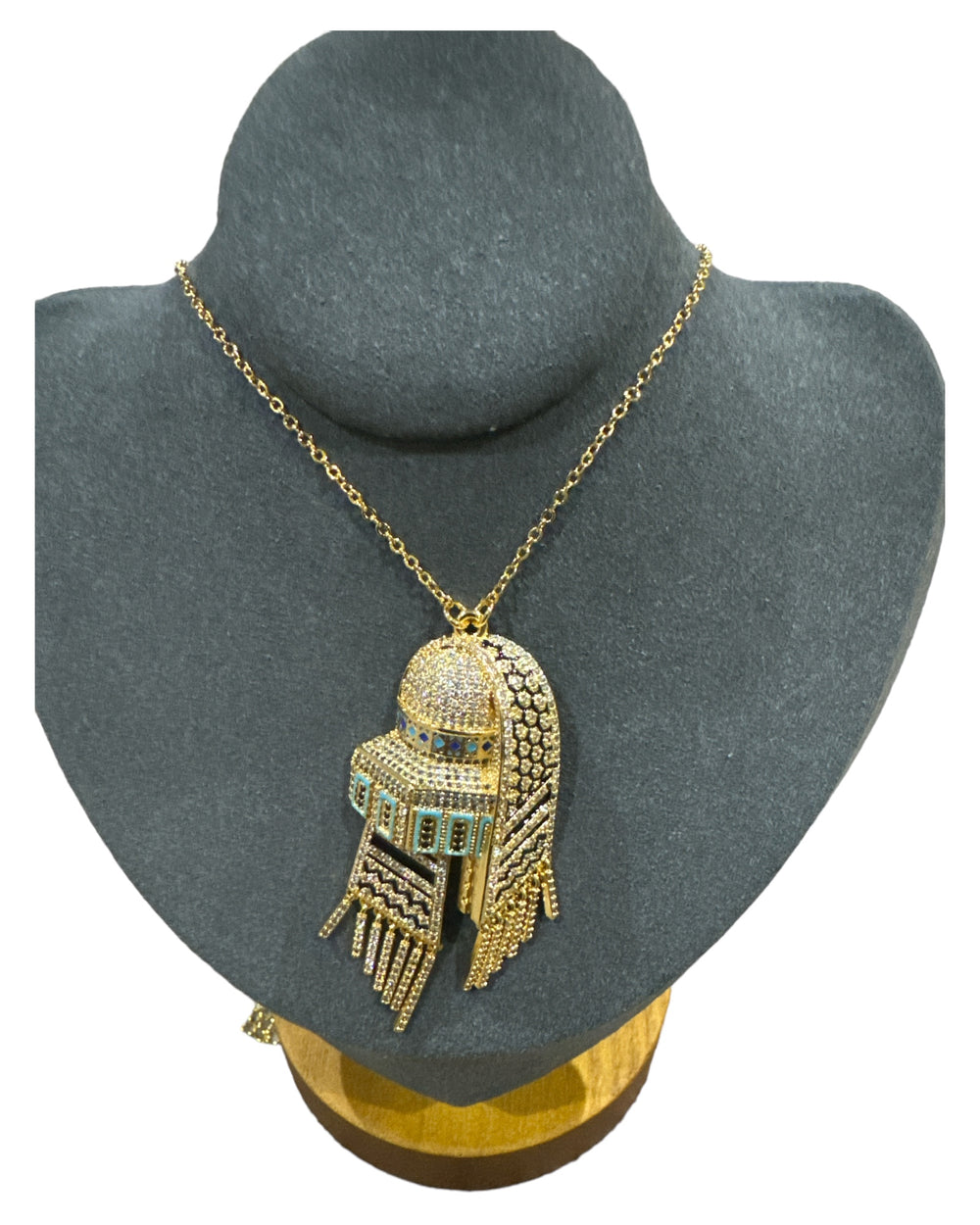 Dome of Radiance: Gold Necklace with Dome of the Rock & Keffiyeh Pendants