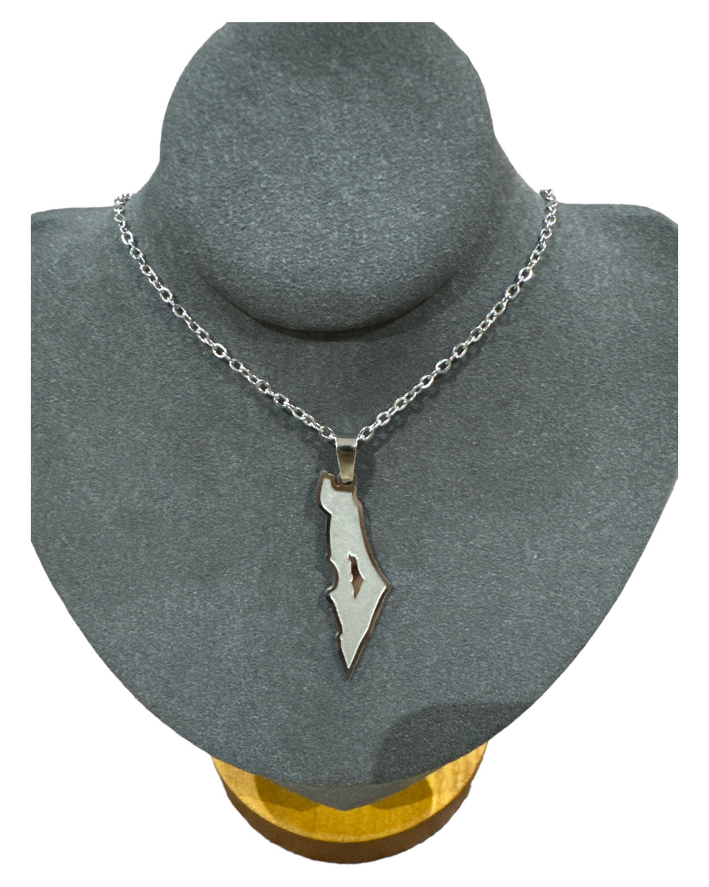 Nested Heritage: Silver Necklace with Dual Palestine Map Design