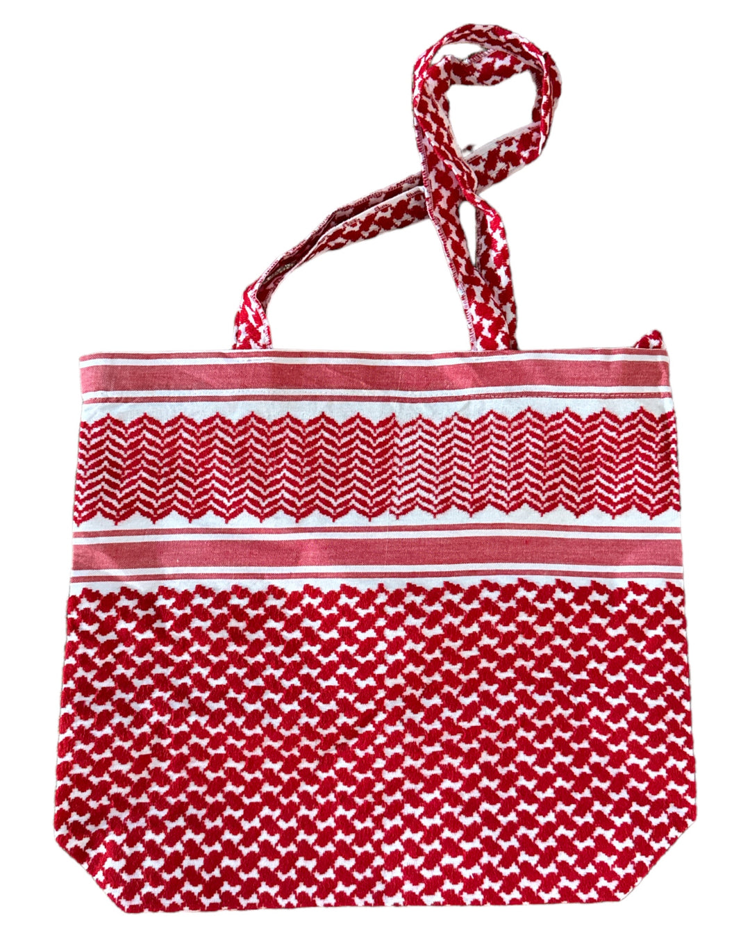 Le sac à main fourre-tout Keffiyeh rouge – Une tapisserie d’artisanat et d’héritage 