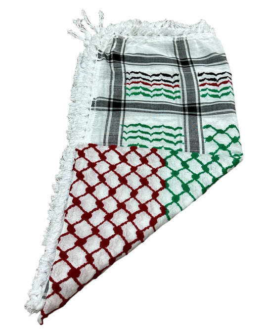 Heritage Palestine Keffiyeh with White Tassels