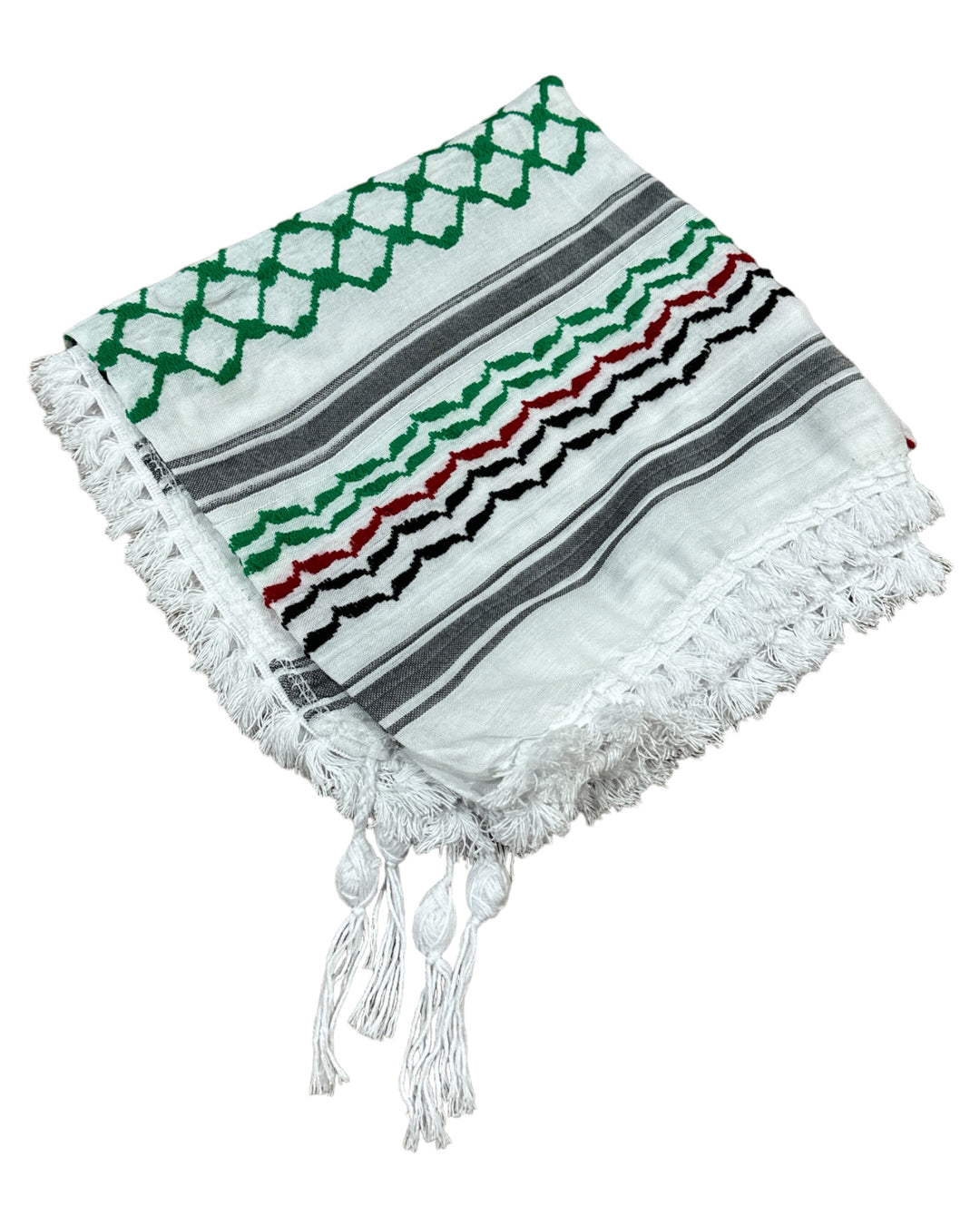 Heritage Palestine Keffiyeh with White Tassels