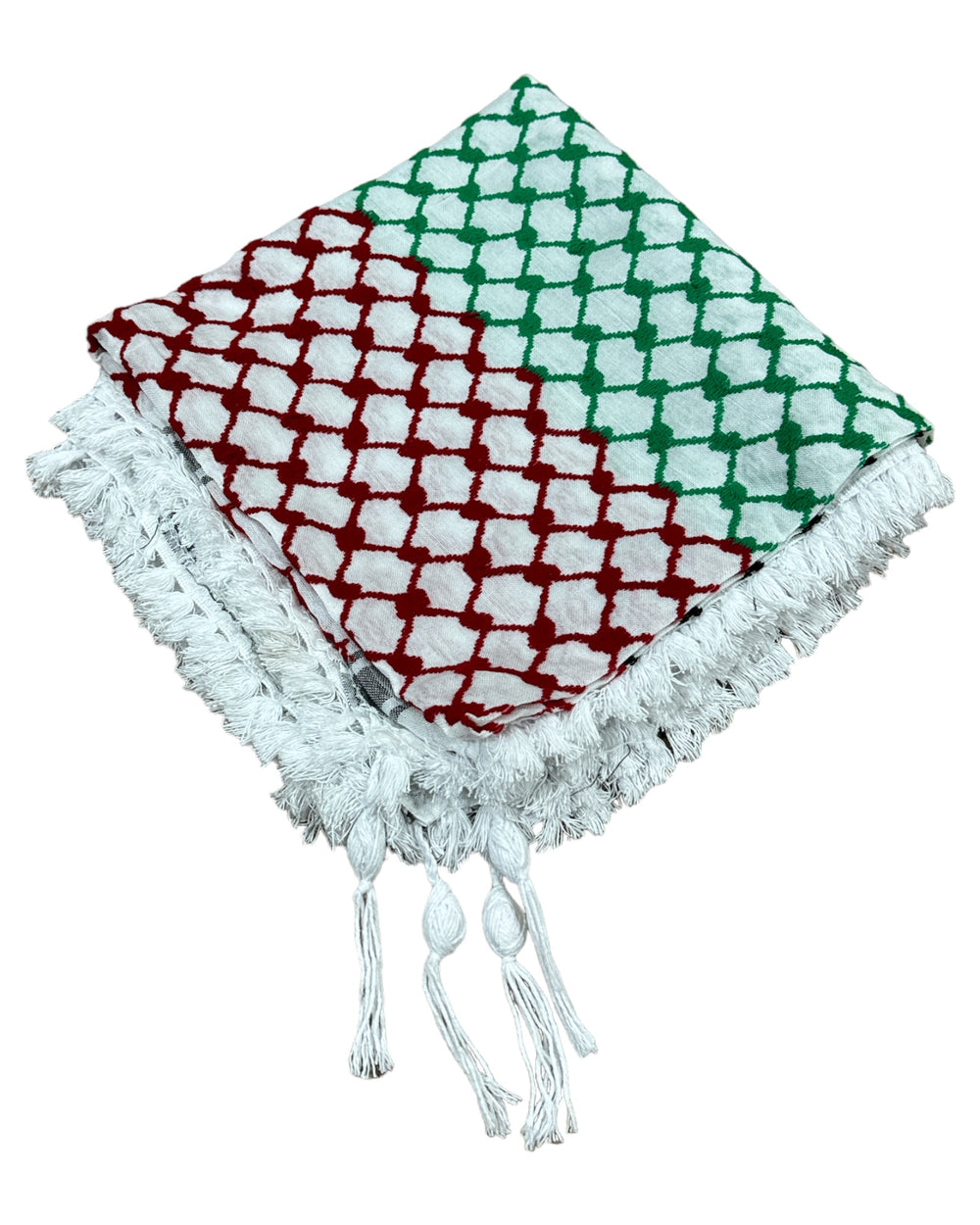 Heritage Palestine Keffiyeh with White Tassels