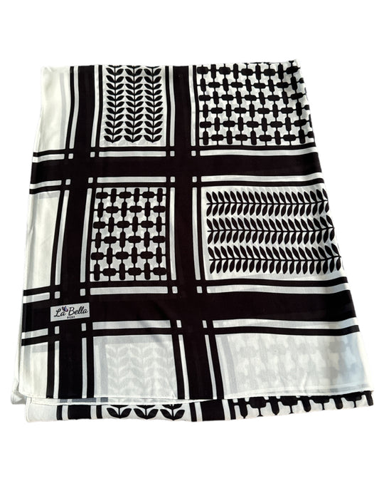 Palestine Chiffon Hijab with Traditional Keffiyeh Design