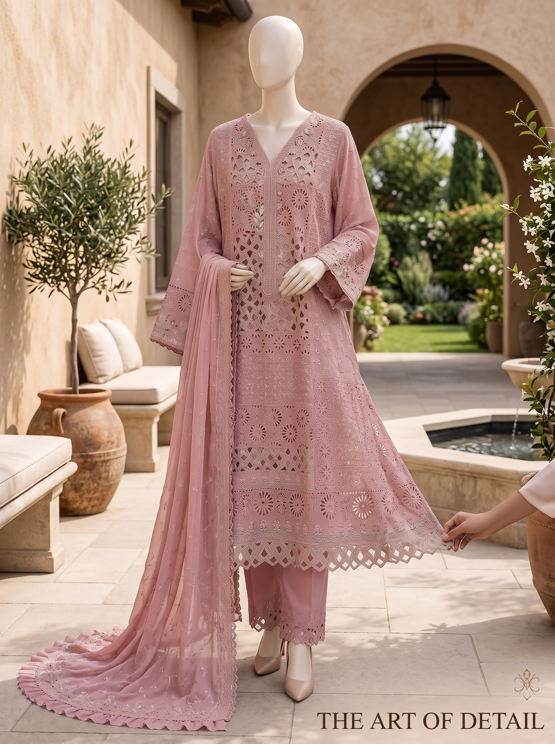 Gul-e-Noor Dusty Rose Chiffon Shalwar Kameez