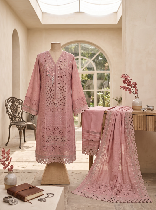 Gul-e-Noor Dusty Rose Chiffon Shalwar Kameez