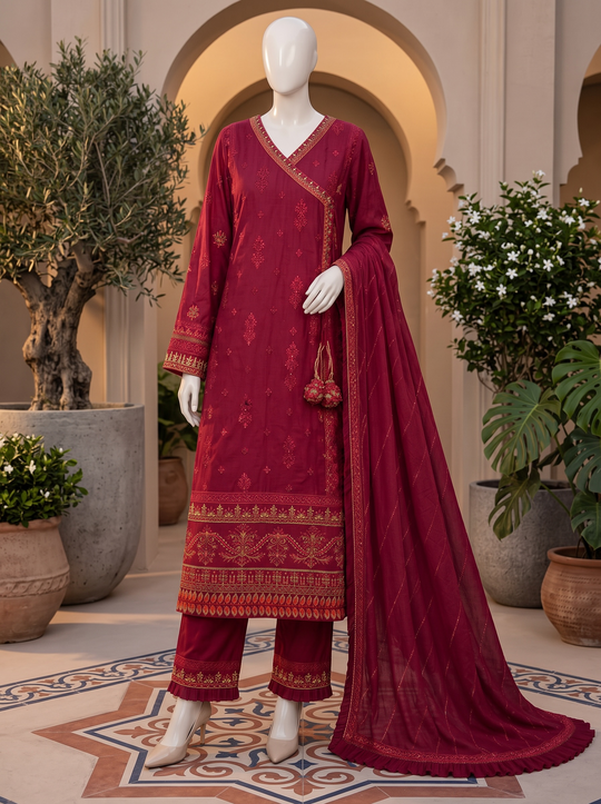 Mehr-e-Gul Dusty Rose Embroidered Chiffon Shalwar Kameez