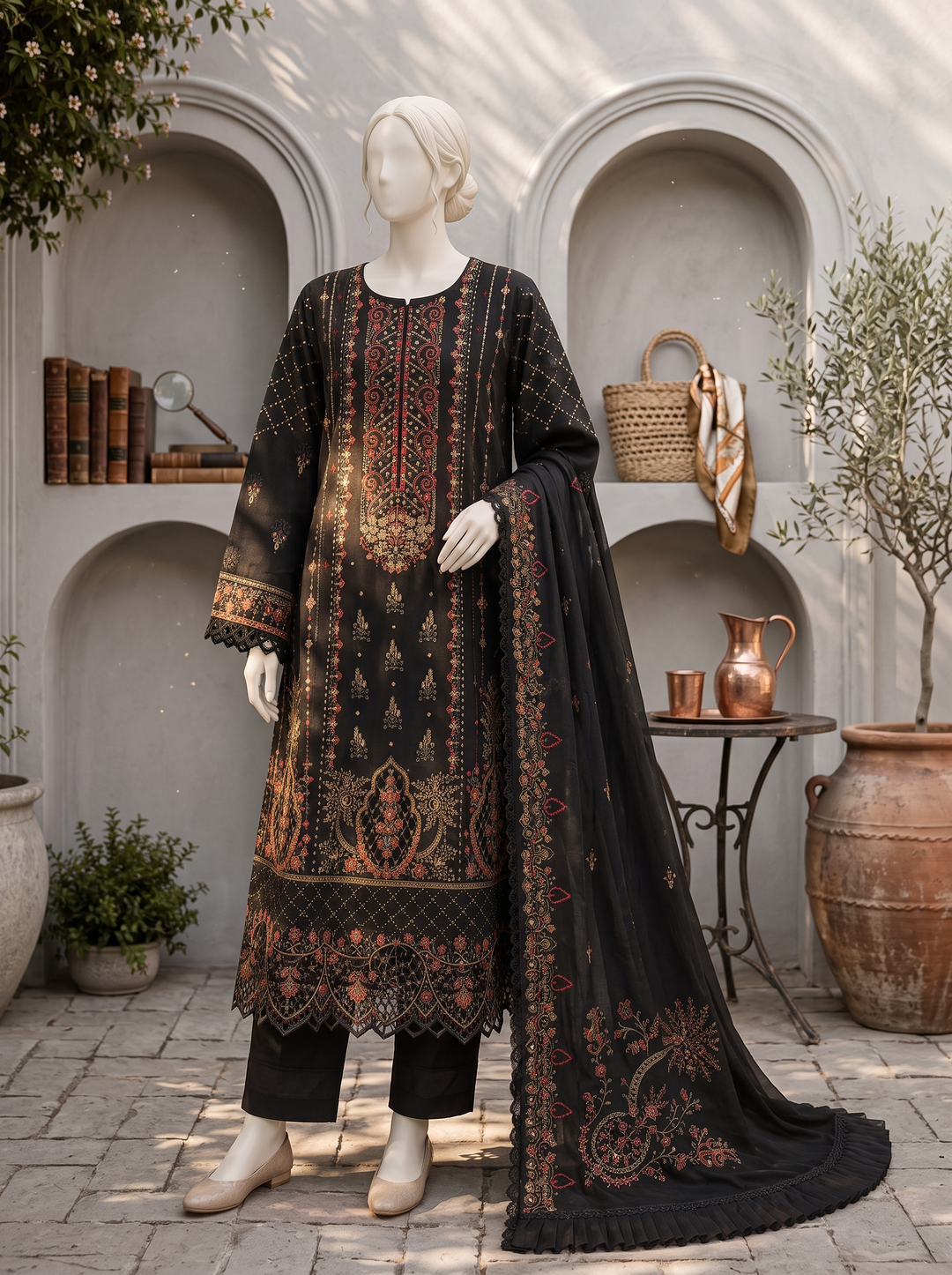 Layali Noir Embroidered Chiffon Shalwar Kameez