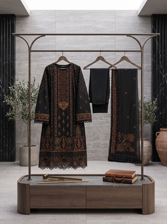 Layali Noir Embroidered Chiffon Shalwar Kameez