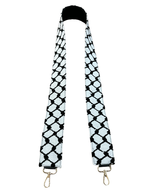 Keffiyeh Black & White Strap: Empowerment Woven with Style (Camera / Bag Strap) HAND MADE