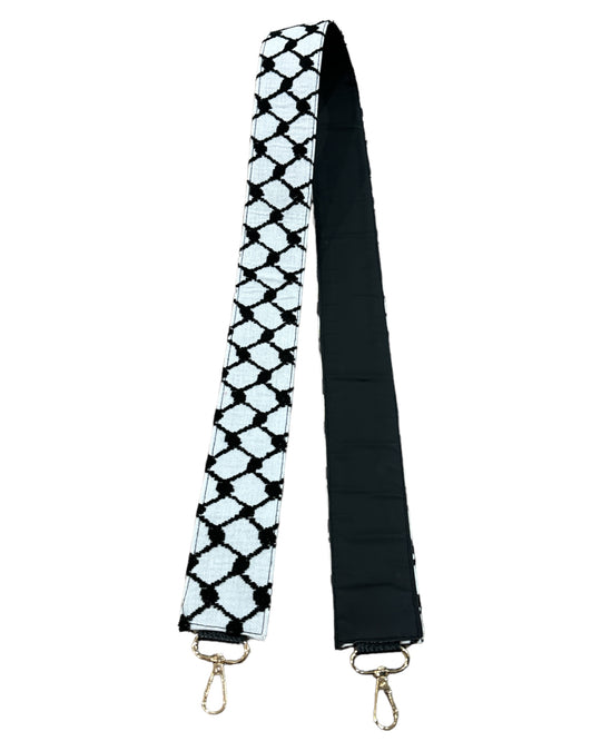 Keffiyeh Black & White Strap: Empowerment Woven with Style (Camera / Bag Strap) HAND MADE
