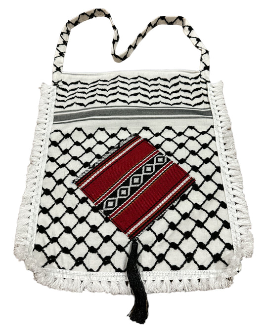 The Keffiyeh Handbag with Traditional Embroidery & Tarboosh 1 (HAND MADE)