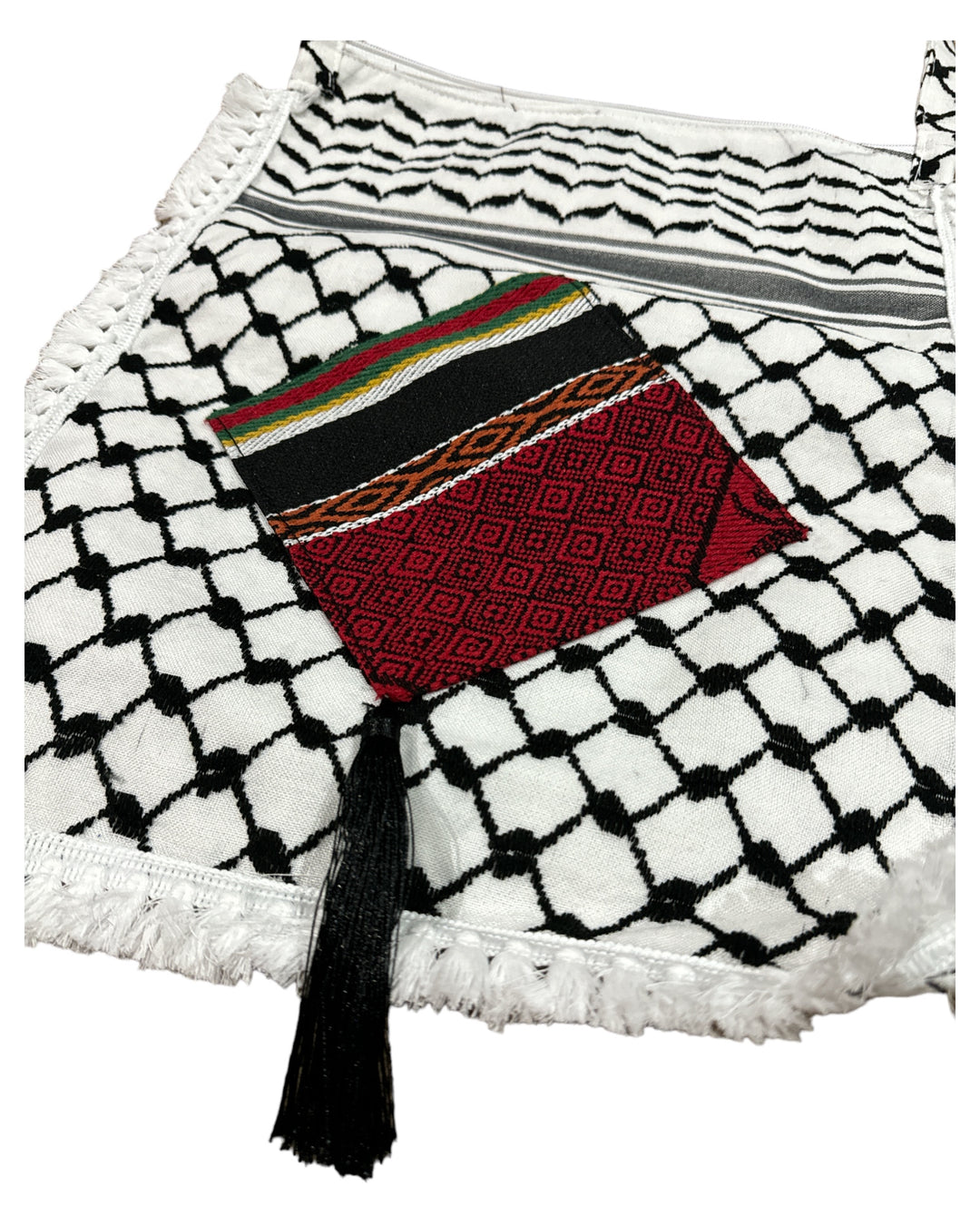 The Keffiyeh Handbag with Traditional Embroidery & Tarboosh 3 (HAND MADE)