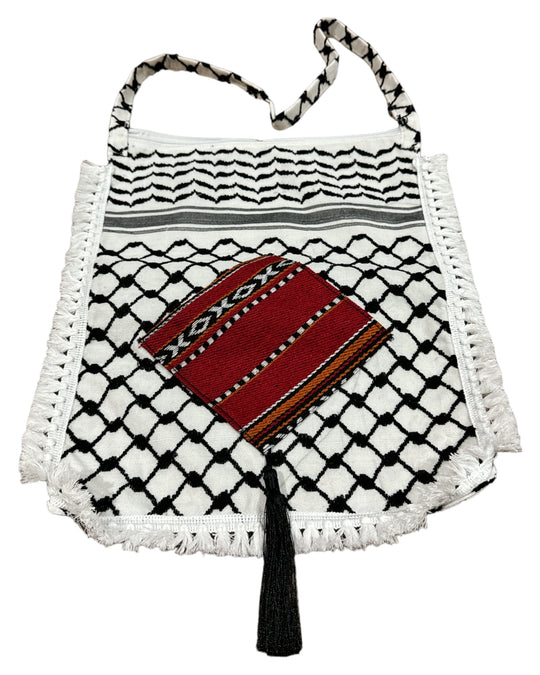 The Keffiyeh Handbag with Traditional Embroidery & Tarboosh 6 (HAND MADE)