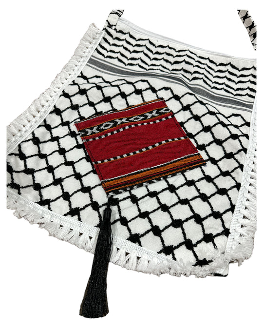 The Keffiyeh Handbag with Traditional Embroidery & Tarboosh 6 (HAND MADE)