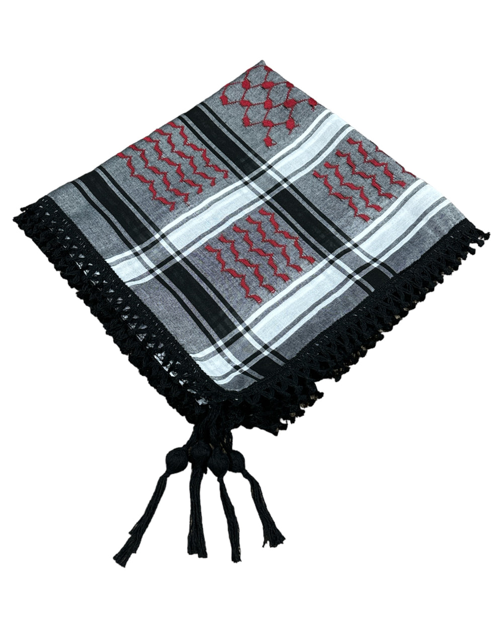 ZUHD KEFFIYEH GREY, WHITE & RED PATTERN DESIGN