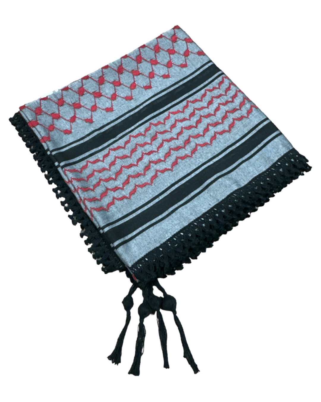 ZUHD KEFFIYEH GREY, WHITE & RED PATTERN DESIGN