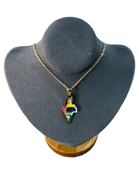 Legacy Gold Medallion Necklace: Palestine Map and Dome of the Rock