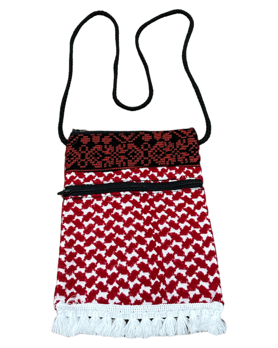 Cross Body Keffiyeh Bags: Hand Made (Red & White)