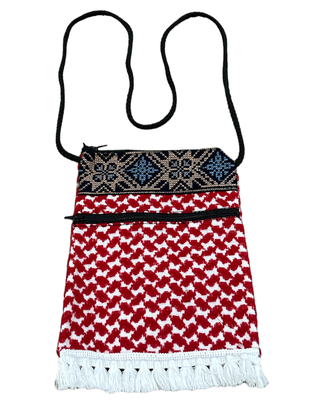 Cross Body Keffiyeh Bags: Hand Made (Red & White)