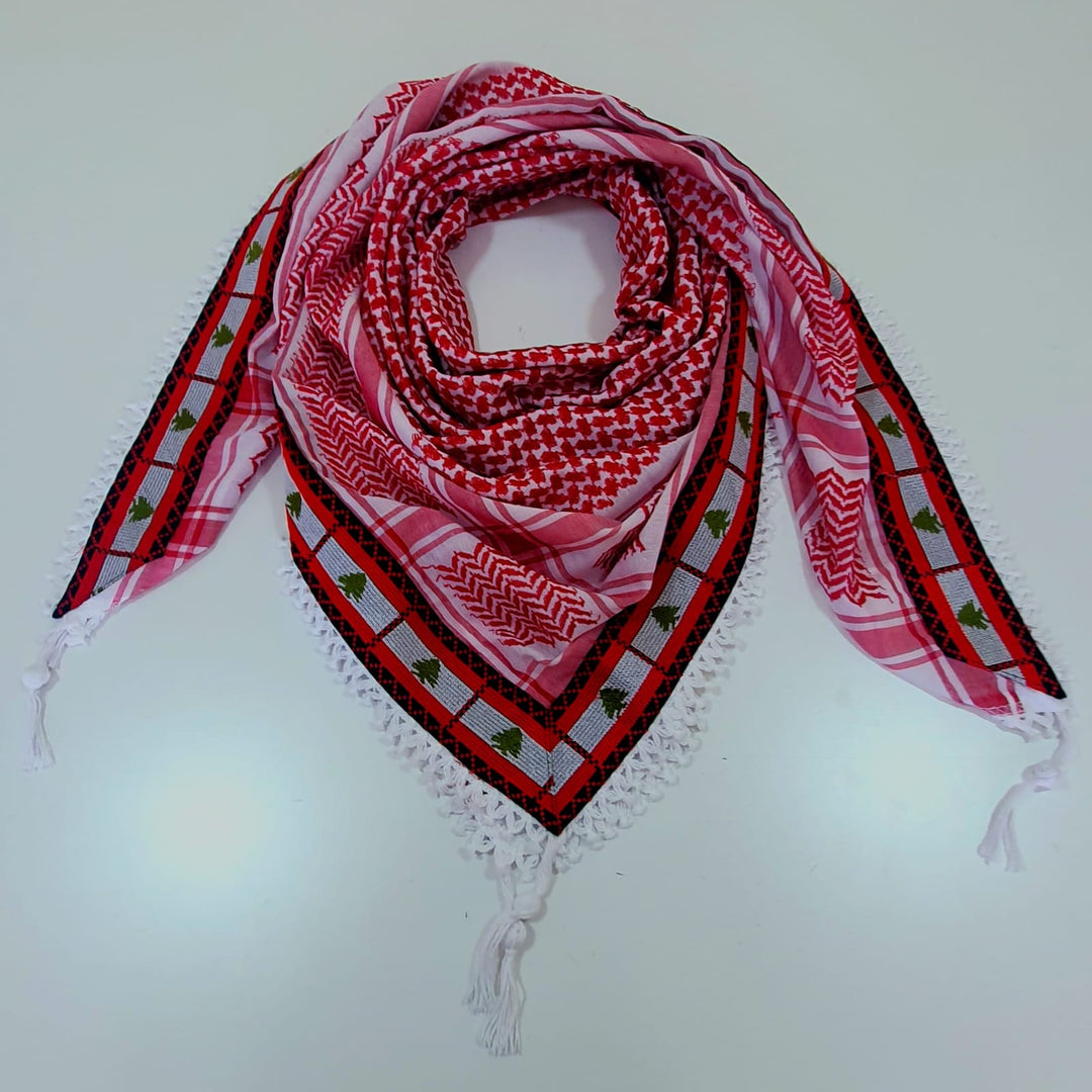 Palestine Keffiyeh Red & White: Cedars of Strength Collection