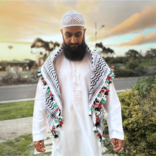 The Freedom Thread: Keffiyeh with Palestine Flag Braids (HAND MADE)