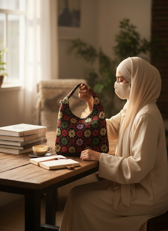The Heritage Hobo 2 – Handcrafted Palestinian Pattern Bag