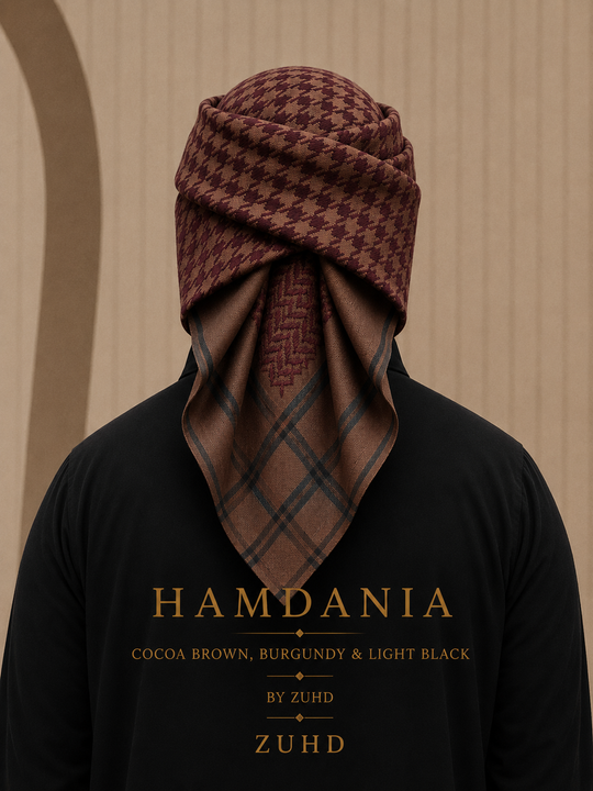 Cocoa Brown & Burgundy with Black Stripes - Hamdania