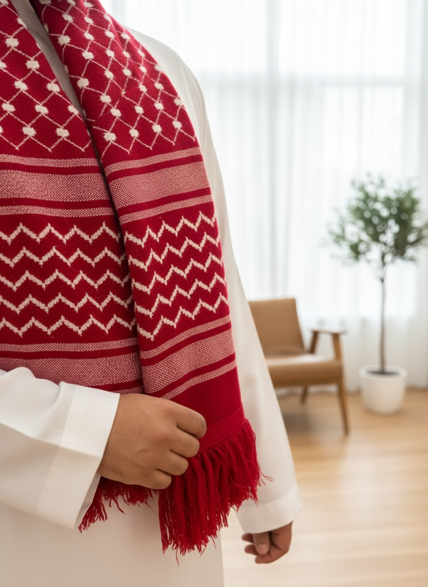 The Red Legacy Keffiyeh Shawl – Heritage Edition