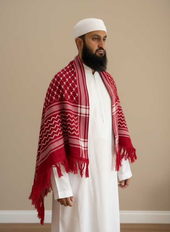 The Red Legacy Keffiyeh Shawl – Heritage Edition
