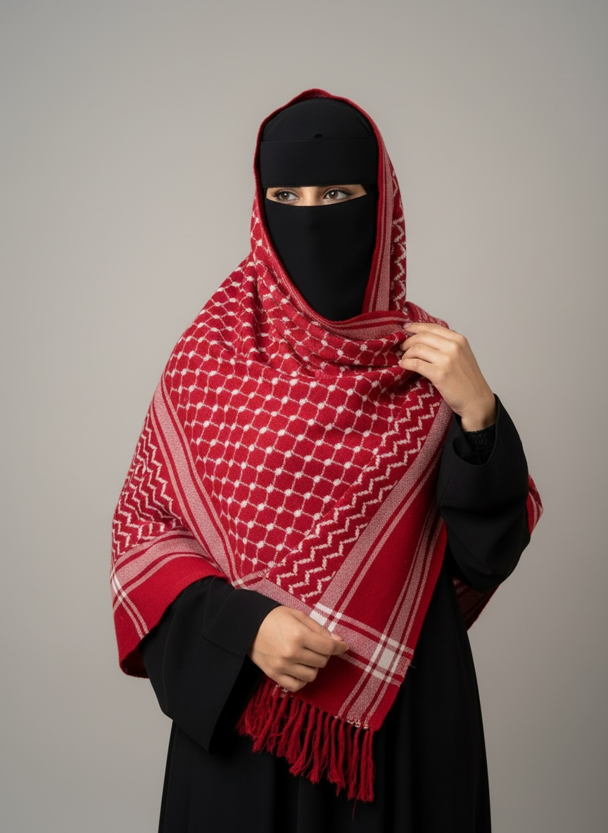 The Red Legacy Keffiyeh Shawl – Heritage Edition (Women)