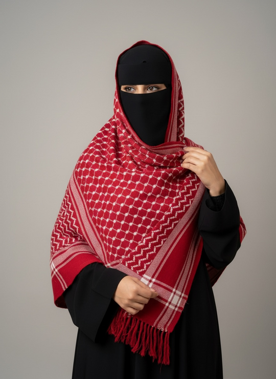 The Red Legacy Keffiyeh Shawl – Heritage Edition (Women)