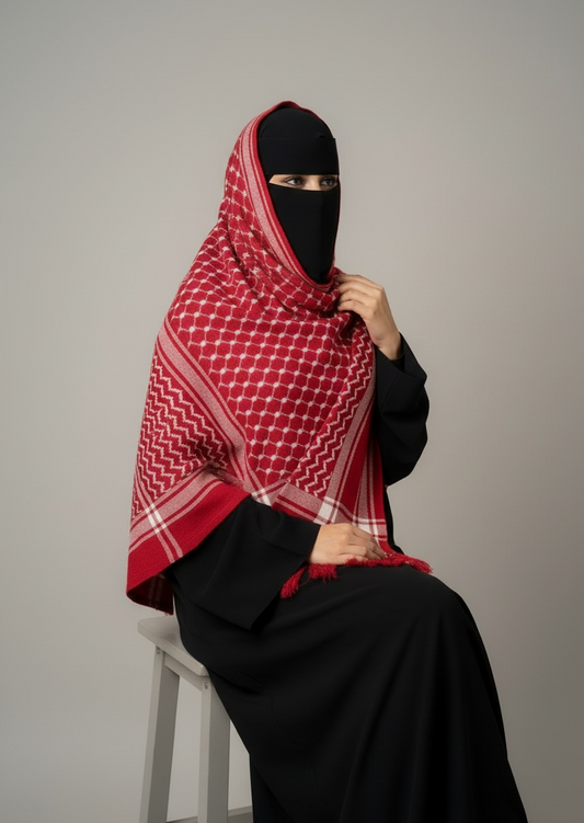The Red Legacy Keffiyeh Shawl – Heritage Edition (Women)