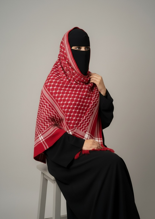 The Red Legacy Keffiyeh Shawl – Heritage Edition (Women)