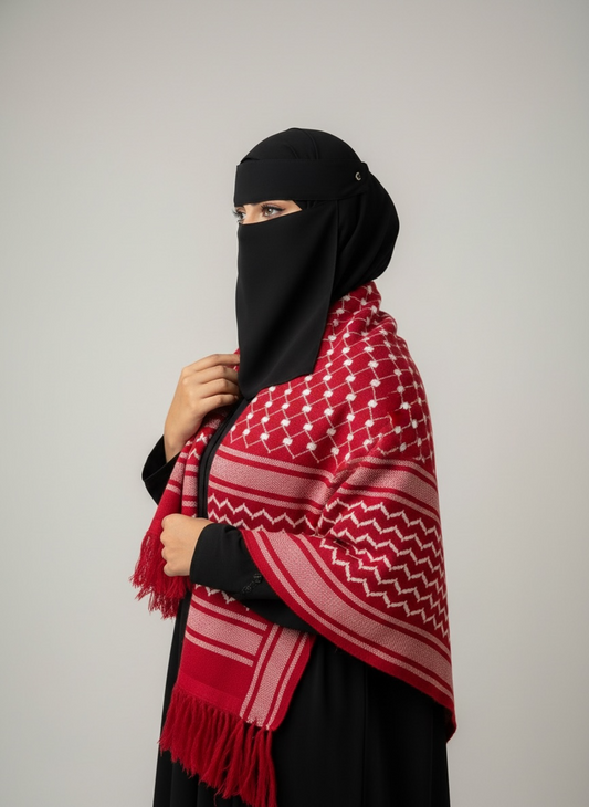 The Red Legacy Keffiyeh Shawl – Heritage Edition (Women)